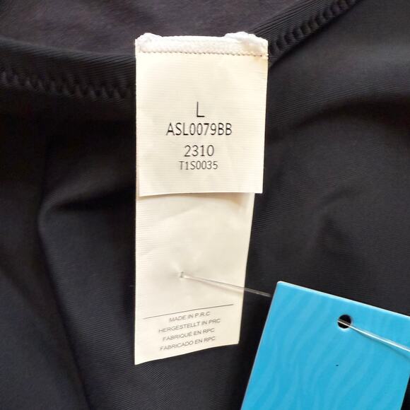 NWT Cupshe Black Swimsuit One Piece Plunge Backless Self Tie Racerback Large - Picture 10 of 11